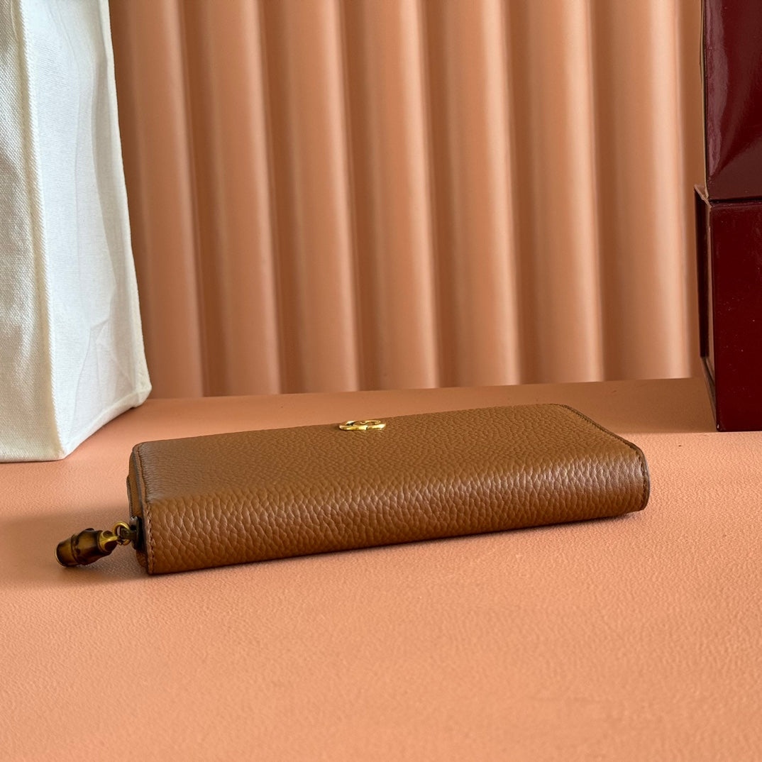 GG 25S MARMONT WALLET 19 IN BROWN CALFSKIN GOLD HARDWARE