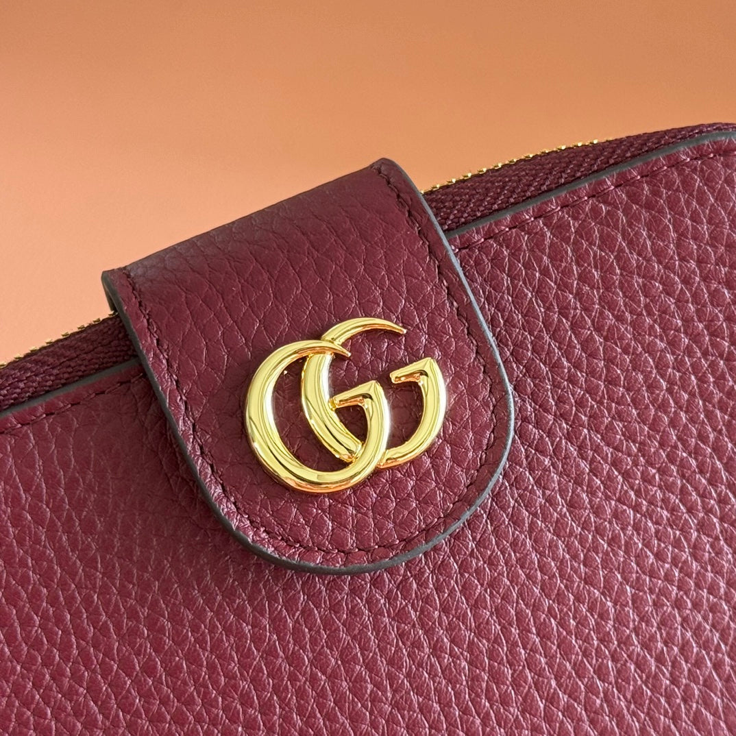 GG 25S MARMONT WALLET 13 IN RED CALFSKIN GOLD HARDWARE
