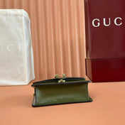 GUCCI 25S DIONYSUS WALLET ON CHAIN 17 IN GREEN GLOSSY CALFSKIN