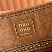 MIUMIU 26S BORSA AVENTURE BAG 30 IN TAN BROWN CALFSKIN GOLD HARDWARE