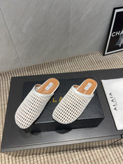 ALAIA WOVEN FLAT SHOES IN WHITE CALFSKIN STYLE 4