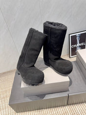 BALENCIAGA 25S BOOTS PLATFORM HEEL IN BLACK SUEDE STYLE 5