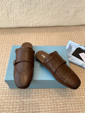 DOUBLE MONK MULES IN DARK BROWN CALFSKIN