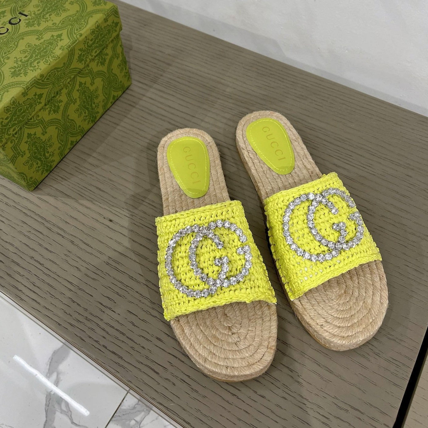GG INTERLOCKING G ESPADRILLE LEMON FABRIC
