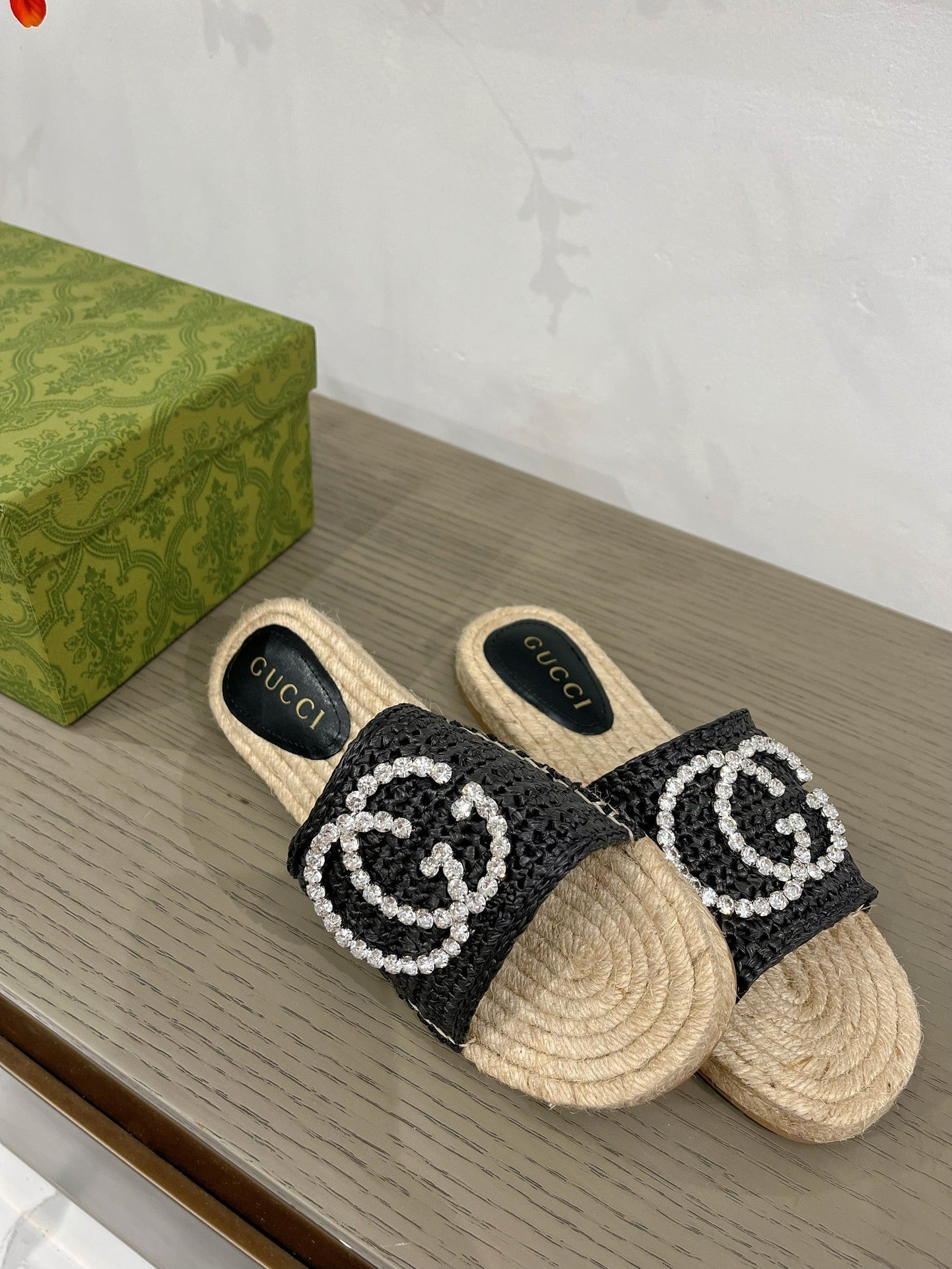 GG INTERLOCKING G ESPADRILLE BLACK FABRIC