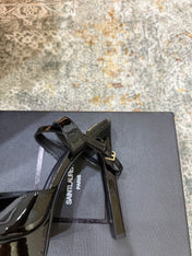 YSL 26S HIGH-HEEL SANDALS 130 MM IN BLACK GLOSSY CALFSKIN