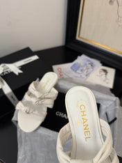 CC 25C Three Strap Mule White Lambskin 233558