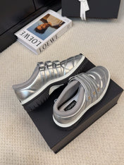 SNEAKERS WITH THREE STRAPS IN SILVER CALFSKIN