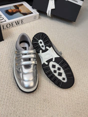 SNEAKERS WITH THREE STRAPS IN SILVER CALFSKIN