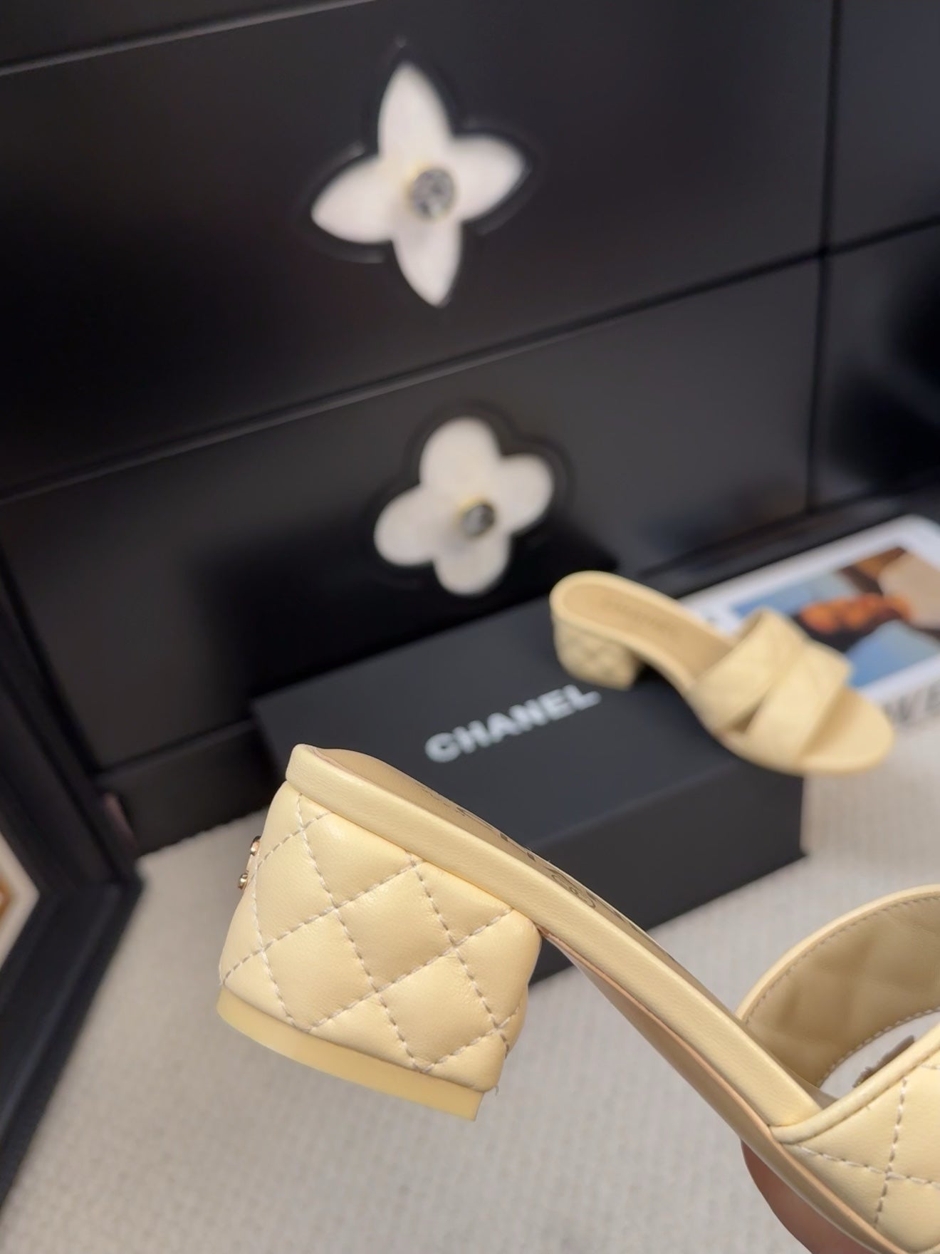 CC 25C Mule Sandal 45mm Open Heel Beige Lambskin 233493