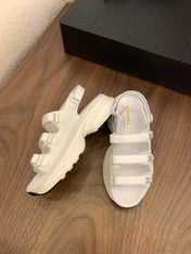 SANDAL 25S LOGO IN WHITE LAMBSKIN