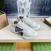 GG COUPLE TRAINER WHITE CALFSKIN WITH LEMON ICON