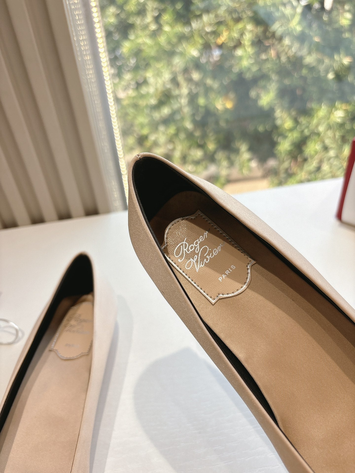 BELLE VIVIER BALLERINAS IN BEIGE SILK