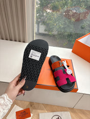 CHYPRE SANDAL IN DARK PINK MIX ORANGE SUEDE