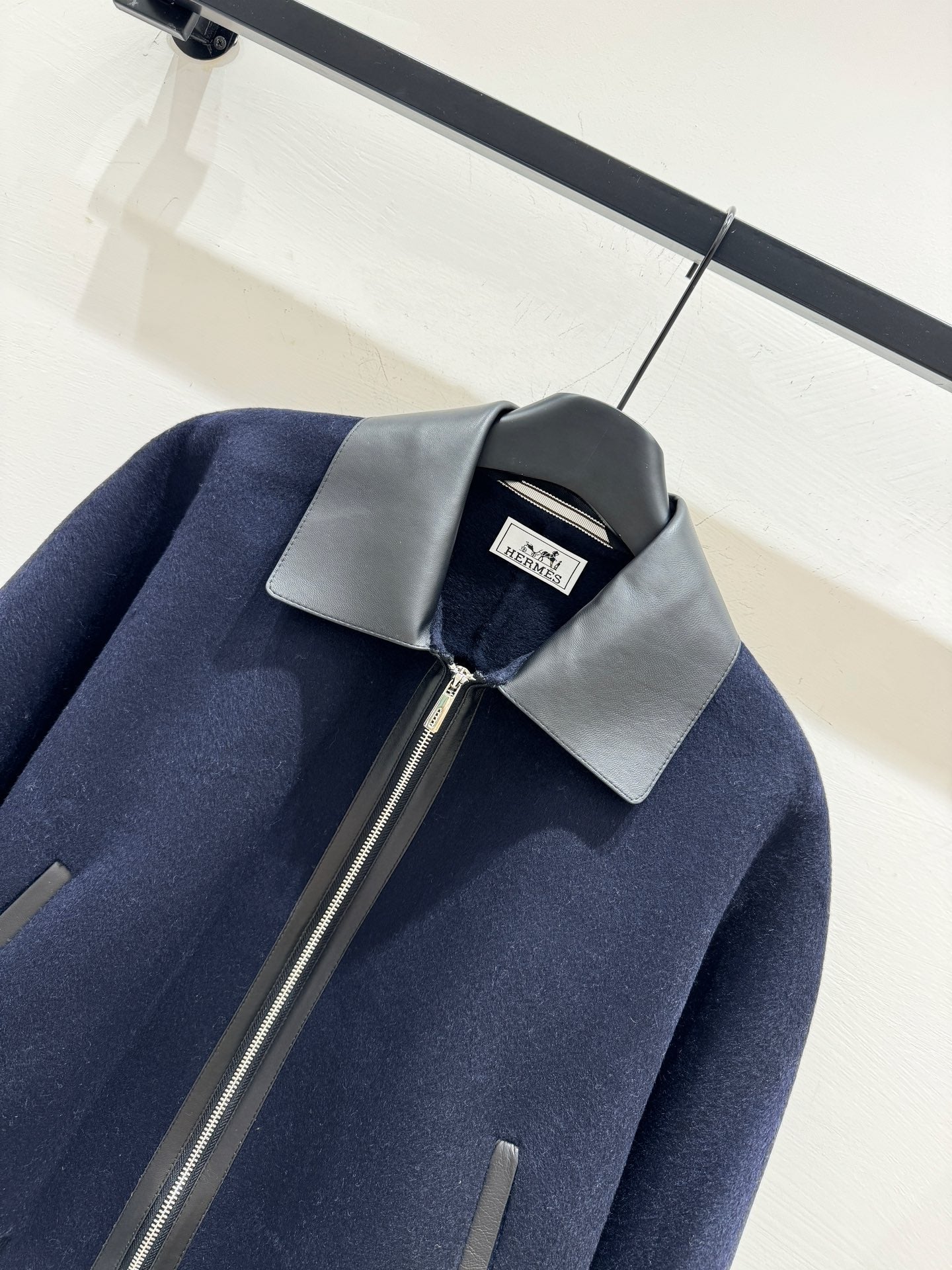 HERMES 25S CASHMERE COAT WITH SHEARLING COLLAR 251