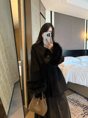 MAX MARA 25S CASHMERE COAT WITH FOX FUR TRIM 203