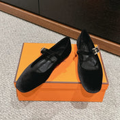 JANE BALLET FLAT BLACK VELVET