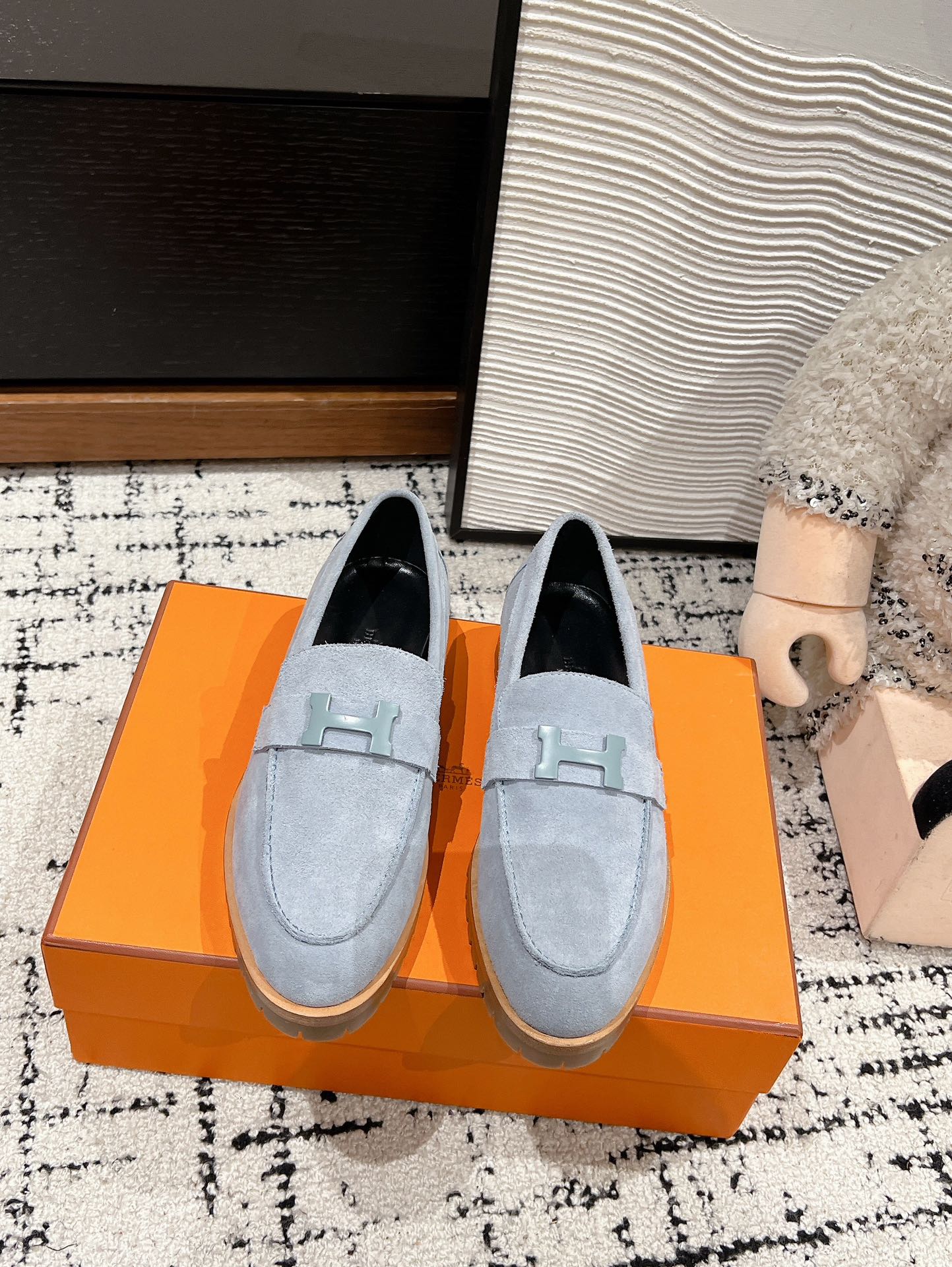 HM PARIS LOAFER IN BLUE SUEDE BLUE HARDWARE