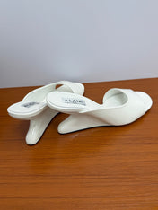 ALAIA WEDGE SANDALS 25S IN WHITE LAMBSKIN