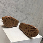SNAP ANKLE BOOT IN BRONZE BROWN SUEDE AND SHEARLING LINING