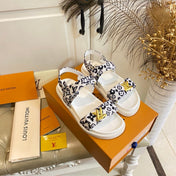 LV 26S SANDALS IN WHITE AND BLACK CANVAS