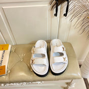 LV 26S WEDGE SLIDES 45 MM IN WHITE CALFSKIN