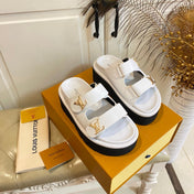 LV 26S WEDGE SLIDES 45 MM IN WHITE CALFSKIN