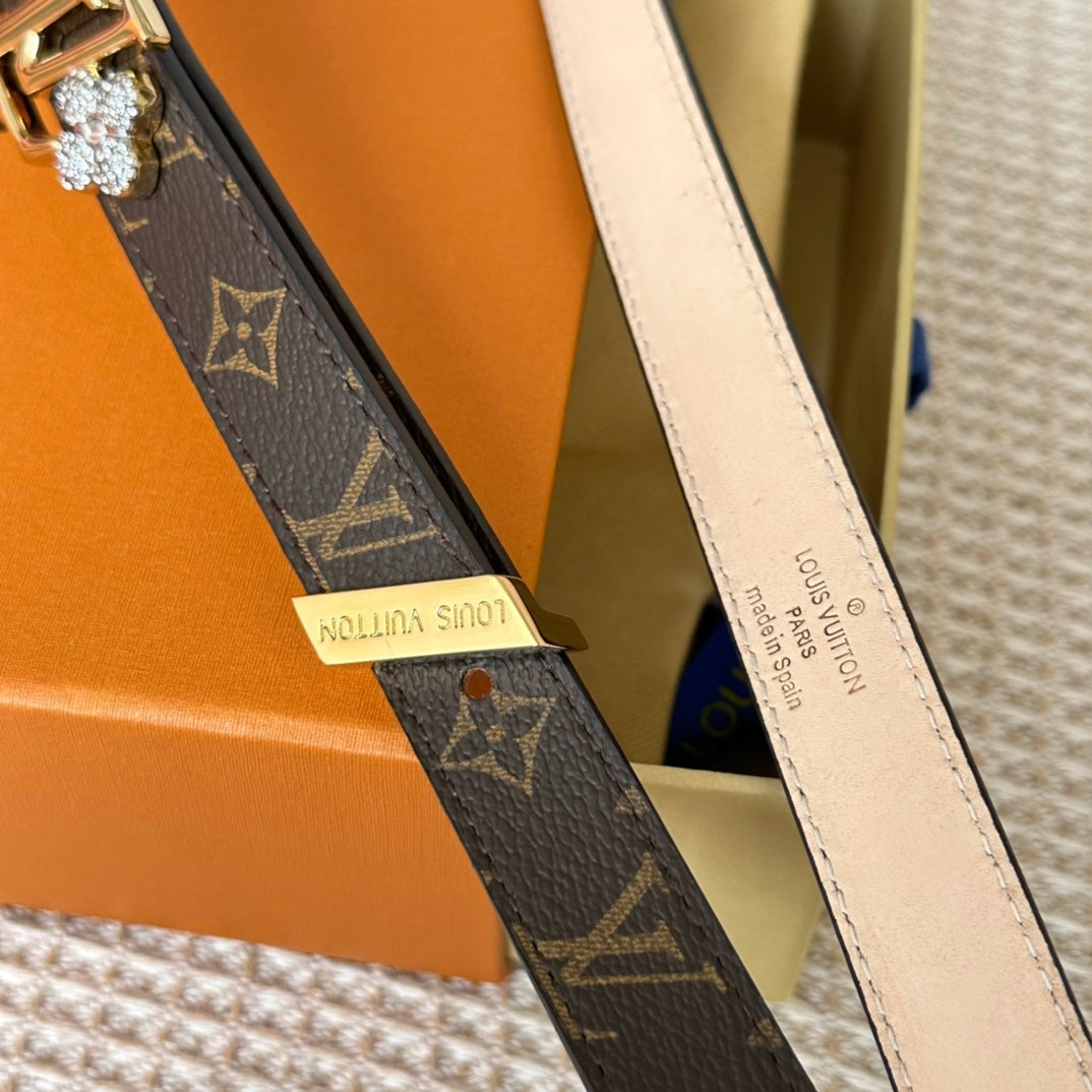 LV GRAM 20 MM REVERSIBLE BELT MONOGRAM BROWN CALFSKIN GOLD HARDWARE