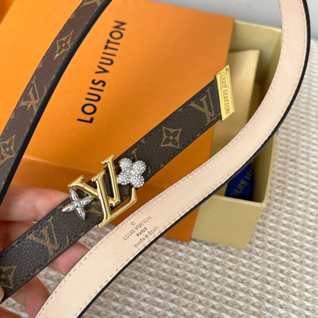 LV GRAM 20 MM REVERSIBLE BELT MONOGRAM BROWN CALFSKIN GOLD HARDWARE