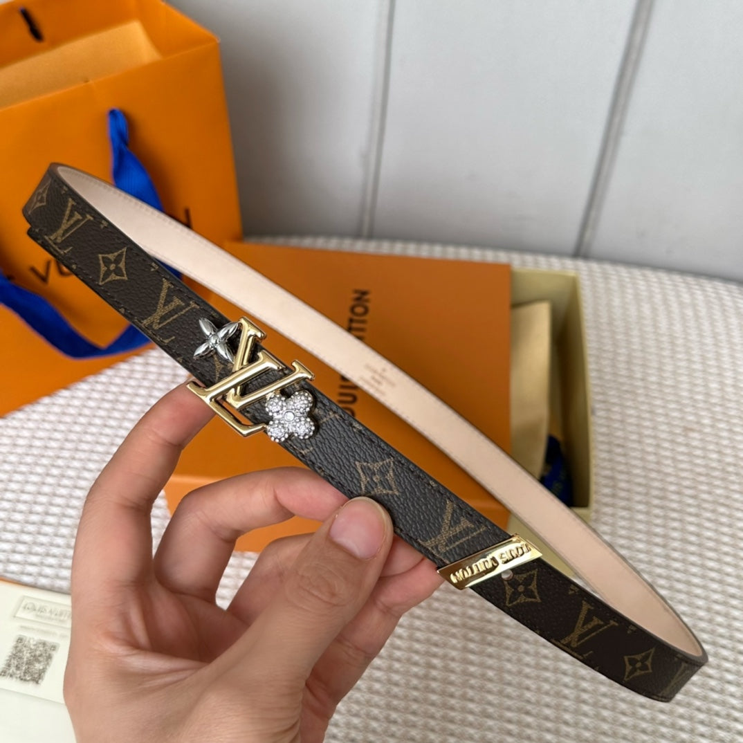 LV GRAM 20 MM REVERSIBLE BELT MONOGRAM BROWN CALFSKIN GOLD HARDWARE