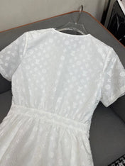 WHITE EMBOSSED LOGO DRESS