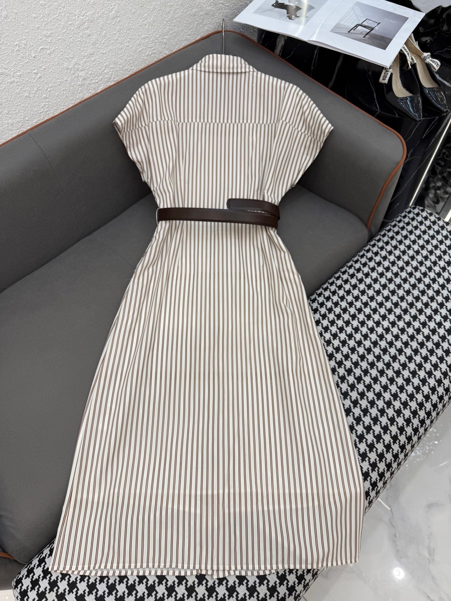 MM STRIPED LAPEL DRESS 25S IN POLYESTER 266615