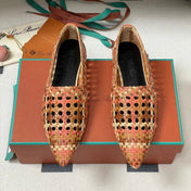LP POINTED-TOE BALLET FLATS 25S IN ORANGE LAMBSKIN