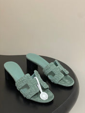 HM 25S ORAN HIGH‑HEEL SANDAL IN MUTED MINT GREEN SUEDE AND LAMBSKIN