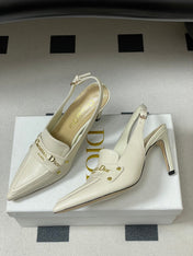 DIOR 25S BOY SLINGBACK HIGH HEELS 85 MM IN WHITE LAMBSKIN