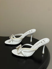 DIOR 26S HIGH HEEL SANDALS 100 MM IN WHITE CALFSKIN