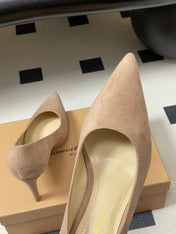 GIANVITO ROSSI 26S HIGH HEELS 85 MM IN NUDE SUEDE