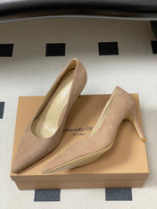 GIANVITO ROSSI 26S HIGH HEELS 85 MM IN NUDE SUEDE