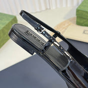 GG Double G patent leather slingback ballet flats Glossy Black