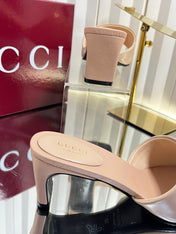 GUCCI 26S HIGH-HEELED SANDALS 45 MM IN NUDE PINK CALFSKIN