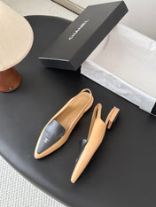 CHANEL 26S SLINGBACK FLAT IN BLACK AND BEIGE CALFSKIN