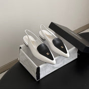 CHANEL 26S SLINGBACK FLAT IN BLACK AND WHITE CALFSKIN