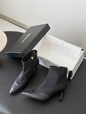 CHANEL 26S ANKLE BOOTS IN BLACK LAMBKIN