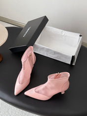 CHANEL 26S ANKLE BOOTS IN PINK LAMBKIN