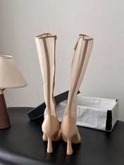 CHANEL 26S THIGH HIGH BOOTS IN BEIGE MESH