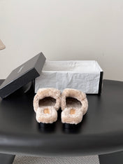 CHANEL 26S MULES IN BEIGE SHEARLING LINING