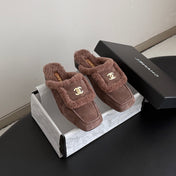 CHANEL 26S MULES IN TAUPE SHEARLING AND SUEDE