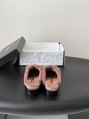 CHANEL 26S MULES IN TAUPE SHEARLING AND SUEDE