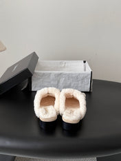 CHANEL 26S MULES IN BEIGE SHEARLING AND SUEDE