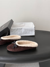 CHANEL 26S MULES IN DARK BROWN SUEDE AND SHEARLING